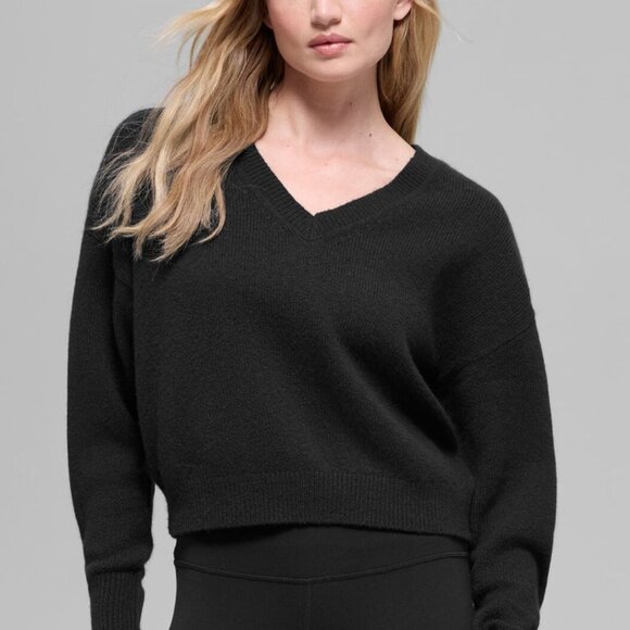 Alo Yoga Cashmere New Class V-Neck Sweater Black - Picture 1 of 4